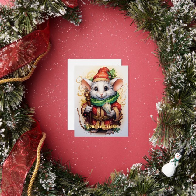 Christmas Mouse 4 Foil Holiday Postcard (Insitu)