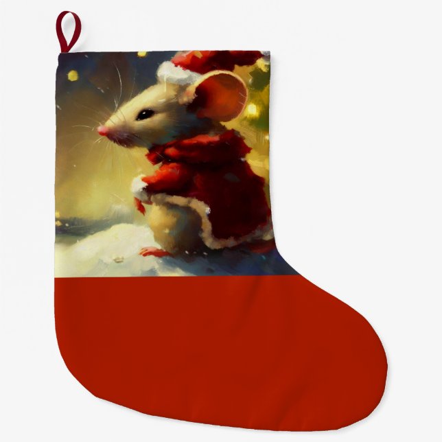 Christmas Mouse 4 Large Christmas Stocking (Front)