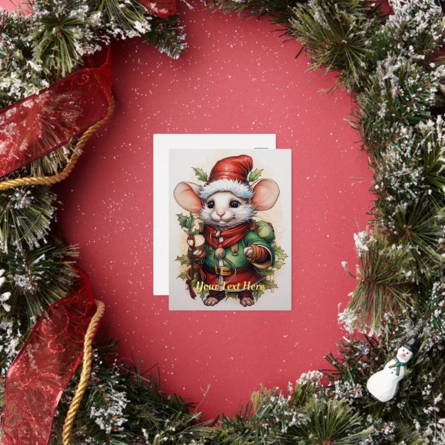 Christmas Mouse 50 Foil Holiday Postcard (Insitu)