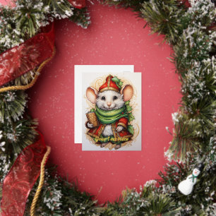 Christmas Mouse 5 Foil Holiday Postcard