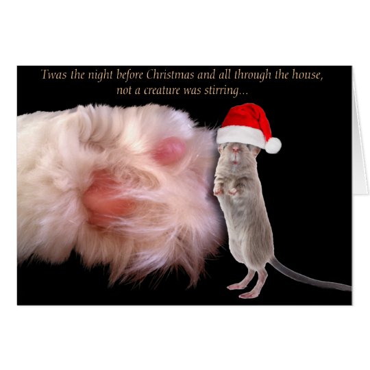 Christmas Mouse and Cat Paw Greeting Card