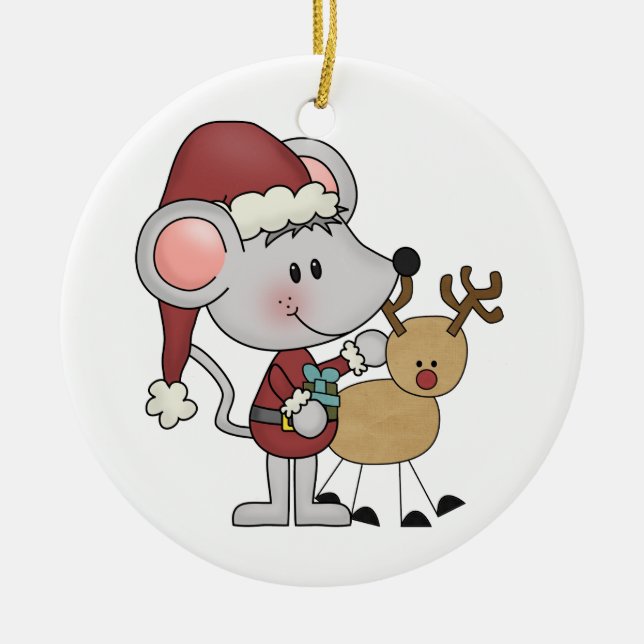 Christmas Mouse and Ceramic Tree Decoration (Front)