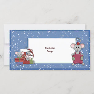 Christmas mouse and gifts holiday card
