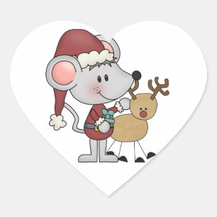 Christmas Mouse and Heart Sticker