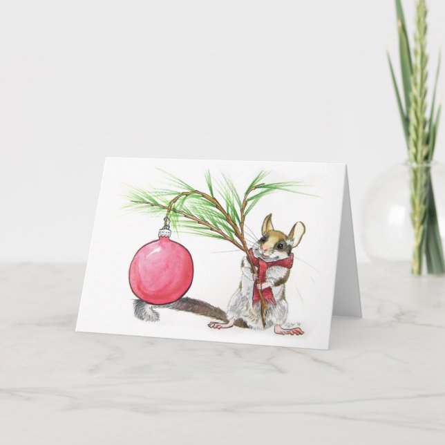 Christmas Mouse Blank Holiday Card (Front)