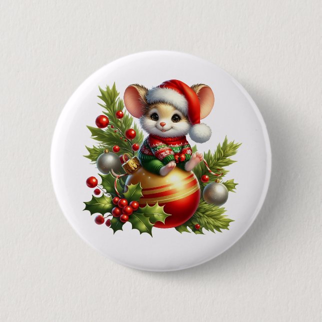 Christmas Mouse Button (Front)