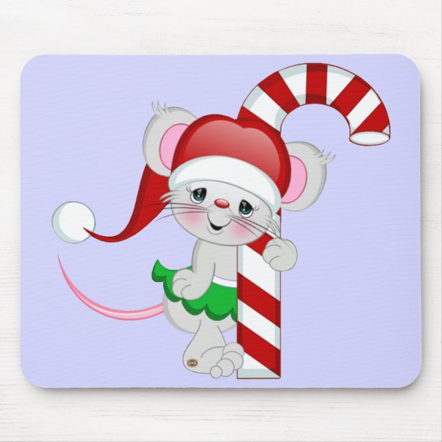 Christmas Mouse Candy Cane Mat (Front)