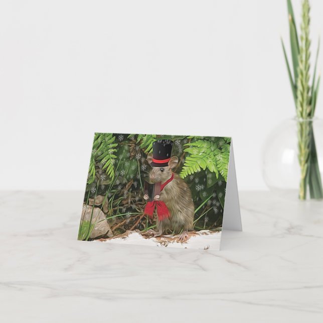 Christmas Mouse caroler Card (Front)