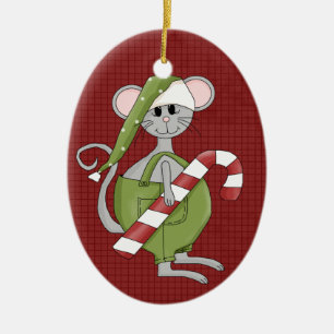 Christmas Mouse Ceramic Christmas Ornament