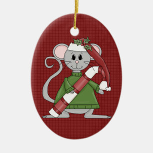 Christmas Mouse Ceramic Christmas Ornament
