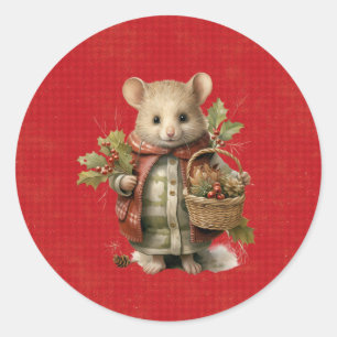 Christmas Mouse Classic Round Sticker