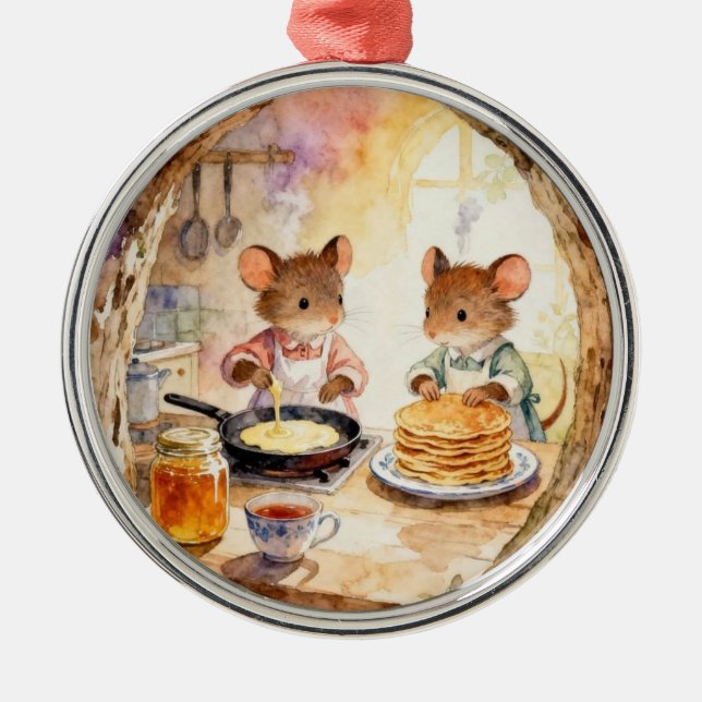 Christmas Mouse Couple Metal Tree Decoration (Front)