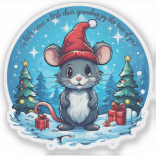 Christmas Mouse Custom-Cut Vinyl Sticker