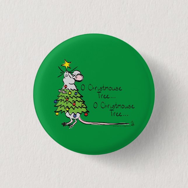 Christmas Mouse Cute Funny Holiday 3 Cm Round Badge (Front)