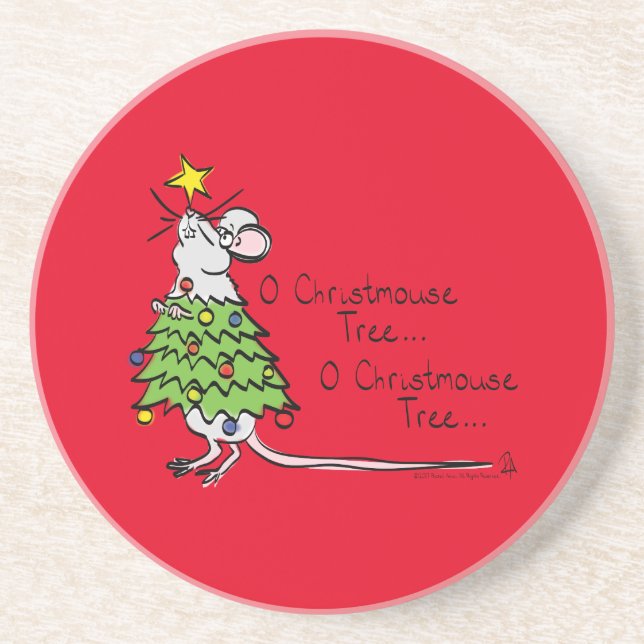 Christmas Mouse Cute Funny Holiday Coaster (Front)