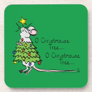 Christmas Mouse Cute Funny Holiday Coaster
