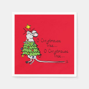 Christmas Mouse Cute Funny Holiday Napkin