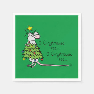 Christmas Mouse Cute Funny Holiday Napkin