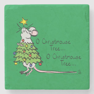 Christmas Mouse Cute Funny Holiday Stone Coaster