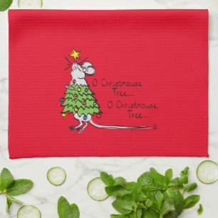 Christmas Mouse Cute Funny Holiday Tea Towel