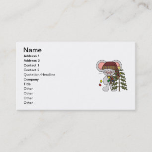 Christmas Mouse Decorating Tree Business Card