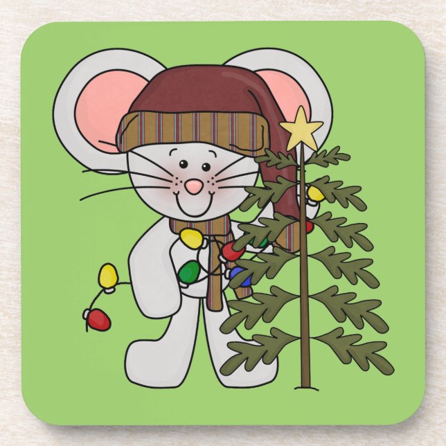 Christmas Mouse Decorating Tree Coaster (Front)