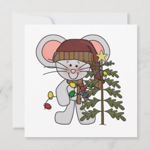 Christmas Mouse Decorating Tree Holiday Card