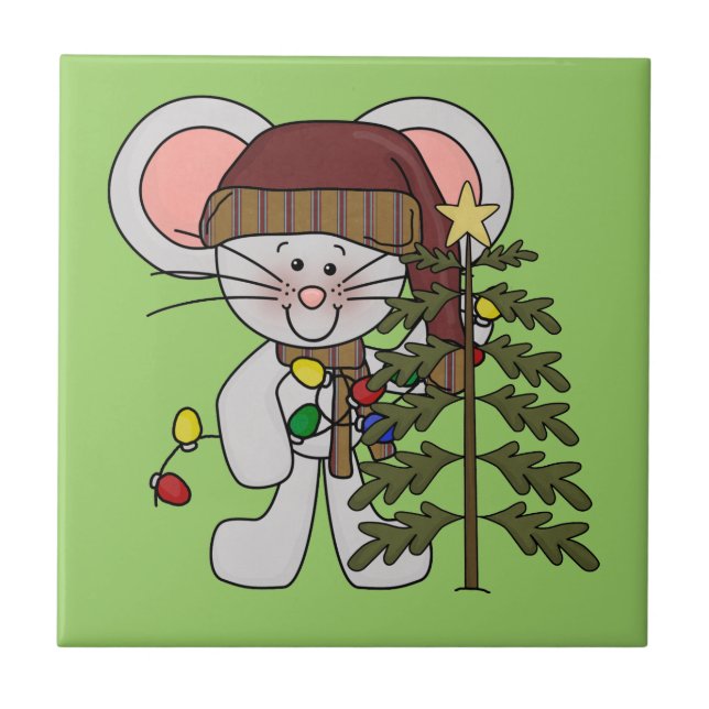 Christmas Mouse Decorating Tree Tile (Front)