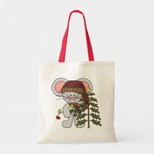 Christmas Mouse Decorating Tree Tote Bag