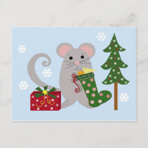 Christmas Mouse Holiday Postcard