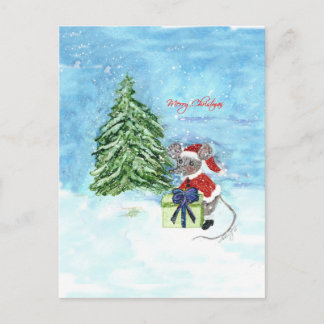 Christmas Mouse Holiday Postcard