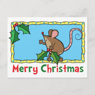 Christmas mouse holiday postcard