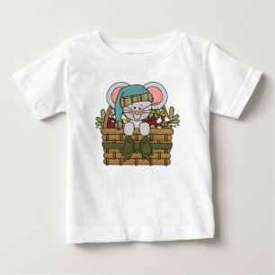 Christmas Mouse in Basket Baby T-Shirt
