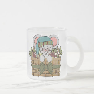Christmas Mouse in Basket Frosted Glass Coffee Mug
