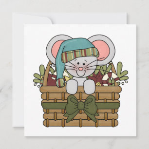 Christmas Mouse in Basket Holiday Card