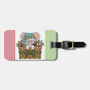 Christmas Mouse in Basket Luggage Tag