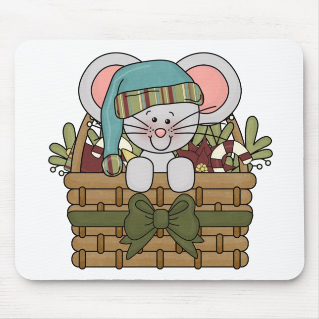 Christmas Mouse in Basket Mat (Front)