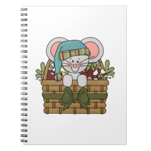 Christmas Mouse in Basket Notebook