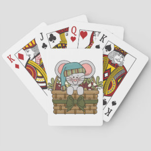 Christmas Mouse in Basket Playing Cards