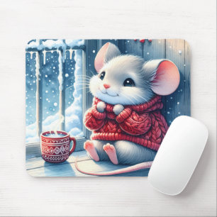 Christmas Mouse In Winter Window Mat