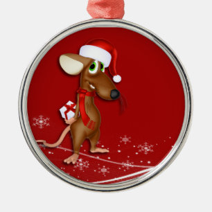 Christmas Mouse Metal Tree Decoration