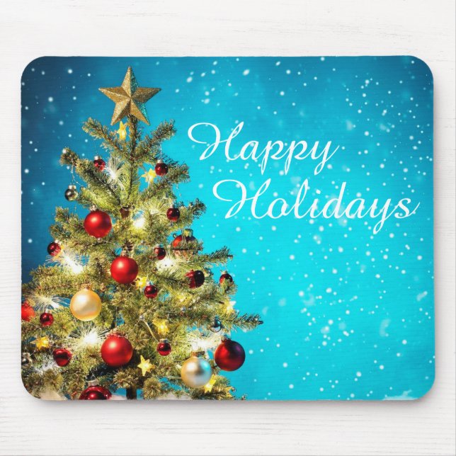 Christmas Mouse pad/Happy Holidays Tree Mat (Front)
