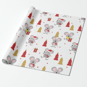 Christmas Mouse Pattern Wrapping Paper