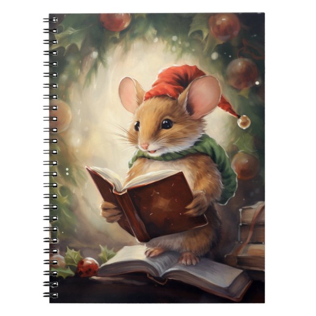 Christmas Mouse reading Notebook (Front)