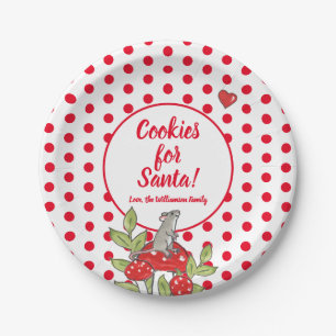 Christmas Mouse Red Polka Dot Custom Santa Cookie Paper Plate