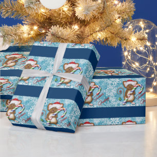 Christmas Mouse Scene Holiday wrapping paper