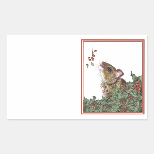 Christmas Mouse stickers, address labels, gift tag (Front)
