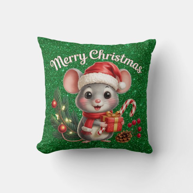 Christmas Mouse Throw Pillow (Front)