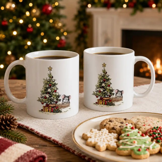 Christmas Mouse Under the Tree Coffee Mug (Creator Uploaded)