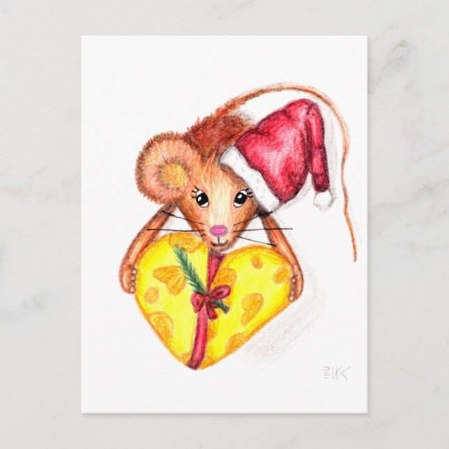 Christmas Mouse vertical postcard (Front)